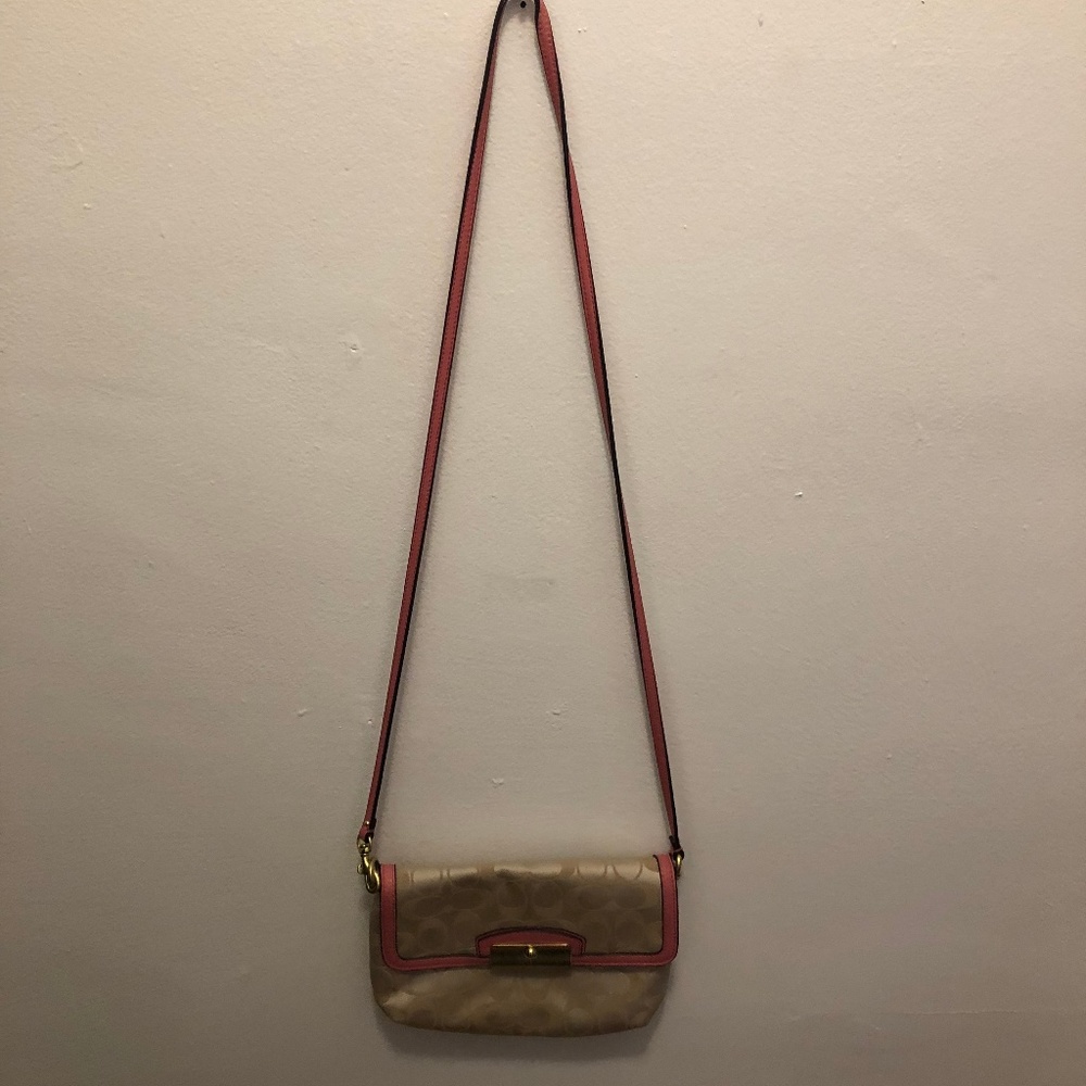 Coach Cream & Salmon Crossbody Purse